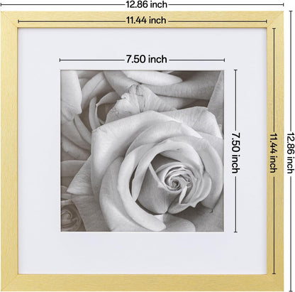 eletecpro 12x12 Picture Frames Set of 9 with Clear Acrylic Cover, Display 8x8 Photos with Mat or 12x12 Without, Classic and Sturdy Square Collage Gallery Wall Decor, Easy Wall Mount, Black