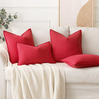 MIULEE Decorative Linen Euro Sham Pillow Covers 26x26 Cream White Boho Farmhouse Neutral Couch Throw Pillows for Bed Pack of 2 Accent Modern Pillowcase Sofa Livingroom Home Decor