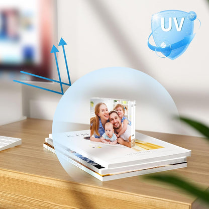 AITEE 4x6 Acrylic Picture Frames 3 Pack, 20% Thicker Block, Clear Picture Frames Freestanding Double Sided Magnetic Acrylic Lucite Frameless Transparent Square Frame Gift for Desktop Display