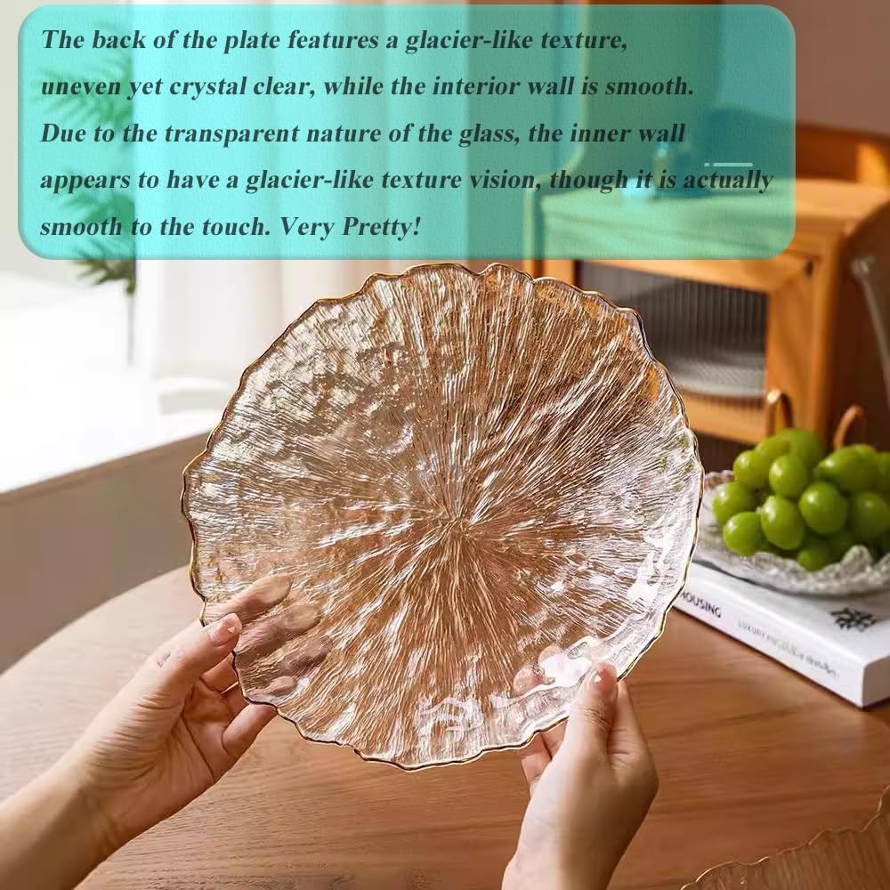 Glass Salad Bowl Irregular Lotus Flower Shape Serving Bowls, Mixing Nut Bowls for Kitchen Fruist, Snack, Dessert, and Ice Cream Candy Dishes (Crystal Gradient Pink, 6.5")