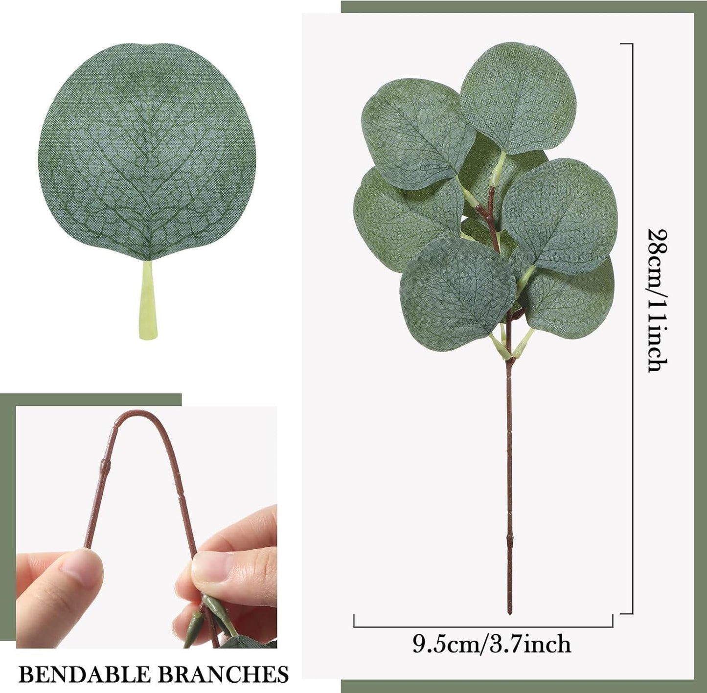 Taiyin 120 Pieces Artificial Eucalyptus Leaves for Wedding Eucalyptus Leaves Stems Decor Greenery Faux Green Stems for Wedding Centerpiece Floral Home Decor, 11 Inches