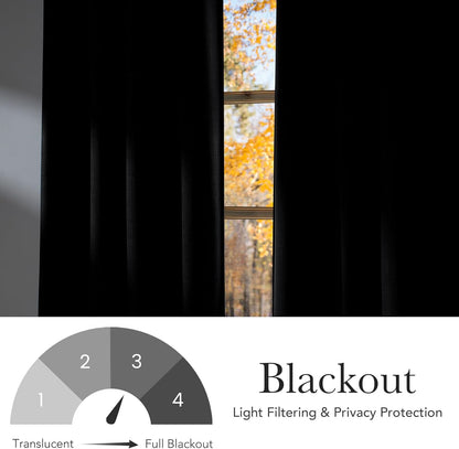 NICETOWN Halloween Pitch Black Solid Thermal Insulated Grommet Blackout Curtains/Drapes for Bedroom Window (2 Panels, 42 inches Wide by 63 inches Long, Black) - Colors E
