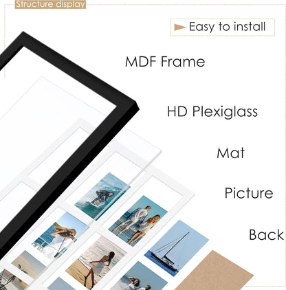 DUENPY 14x26 Collage Picture Frame 4x6 Collage Picture Frame Displays Twelve 4x6 inch Photos Available Horizontal Wall Mounting Display and Vertical Black - Colors B