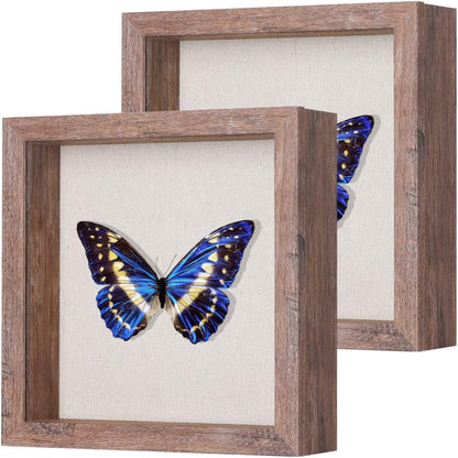 Califortree 8x10 Shadow Box Frame with Linen Back - Sturdy Rustic Memory Display Case of Flower, Pictures, Medals and More, White