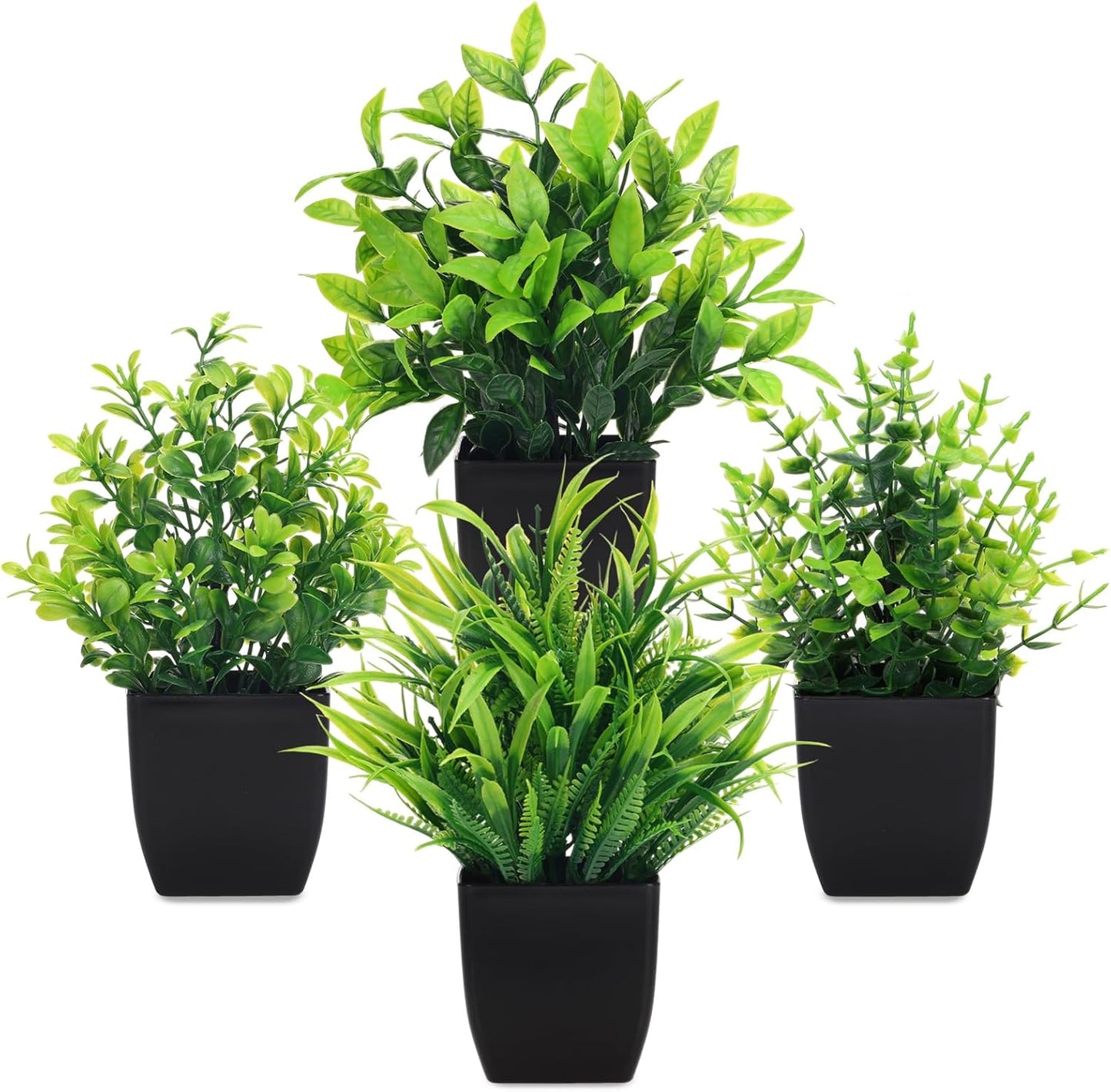 CEWOR Fake Plants 2 Pack Mini Potted Plants Bathroom Accessories Small Artificial Greenery Decorations for Bathroom Office Home Room Kitchen Table Indoor
