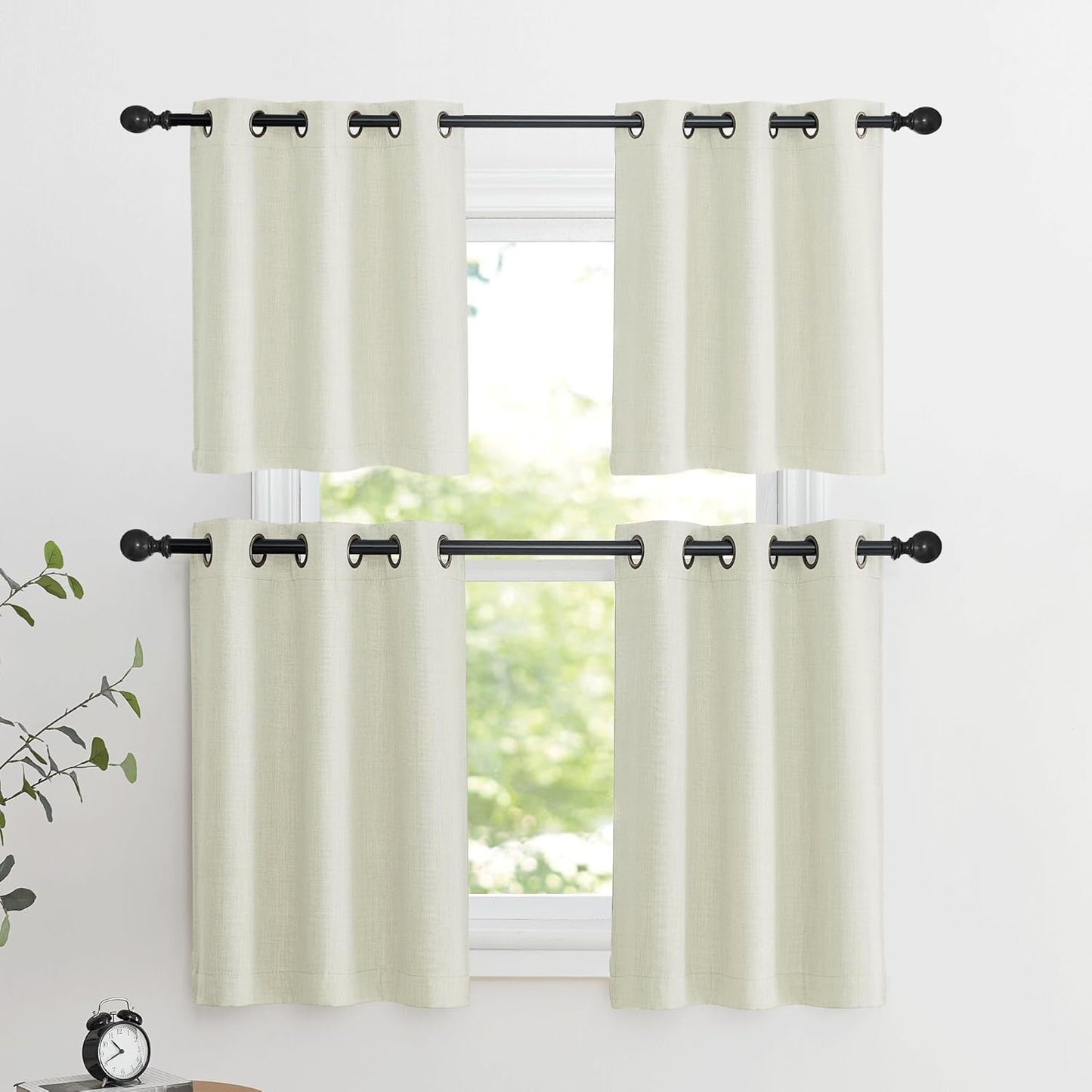 NICETOWN Halloween Pitch Black Solid Thermal Insulated Grommet Blackout Curtains/Drapes for Bedroom Window (2 Panels, 42 inches Wide by 63 inches Long, Black) - Colors D