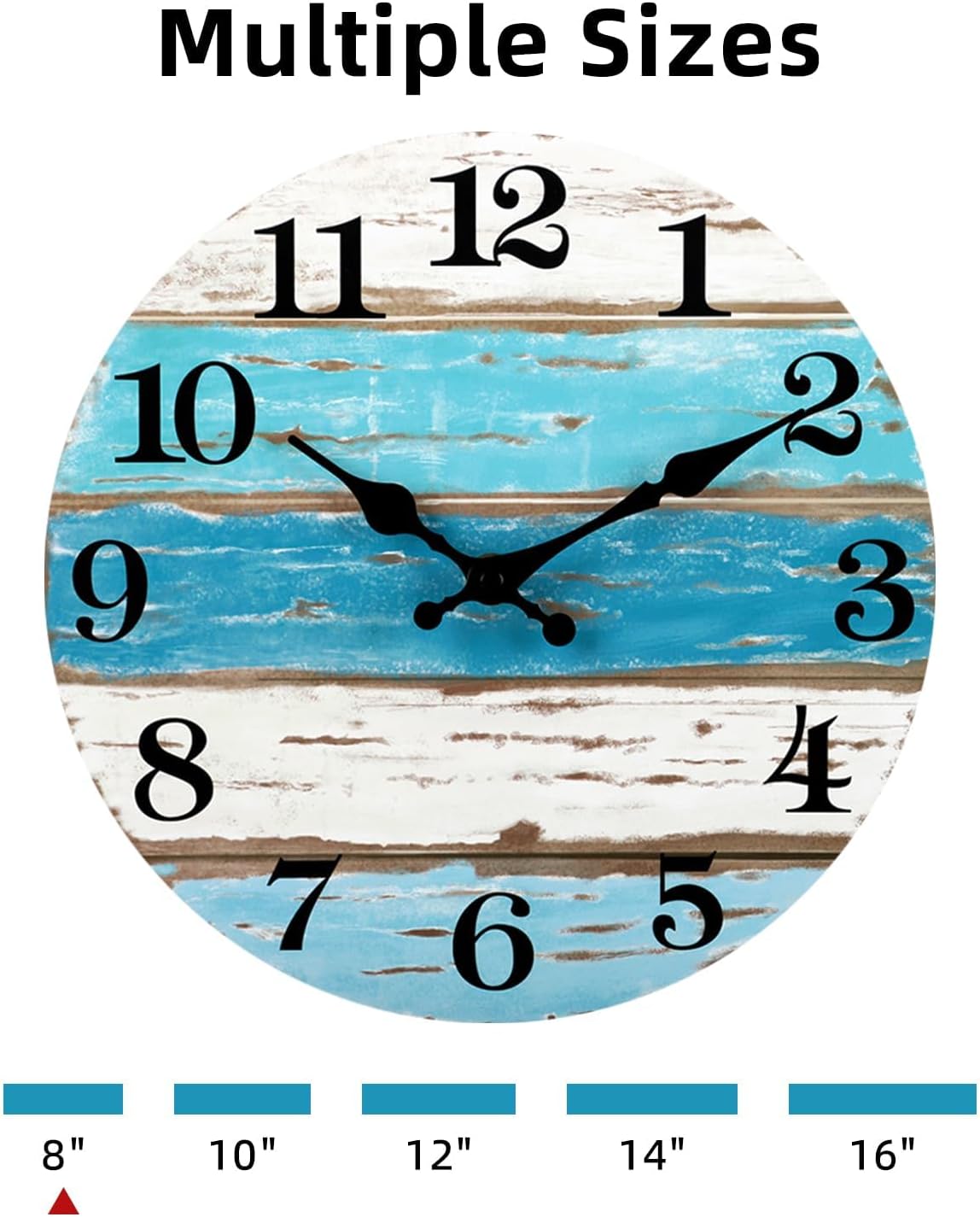 CHYLIN Wall Clock, Silent Non Ticking Battery Operated, Rustic Coastal Country Clock Decorative for Bathroom Kitchen Bedroom 8