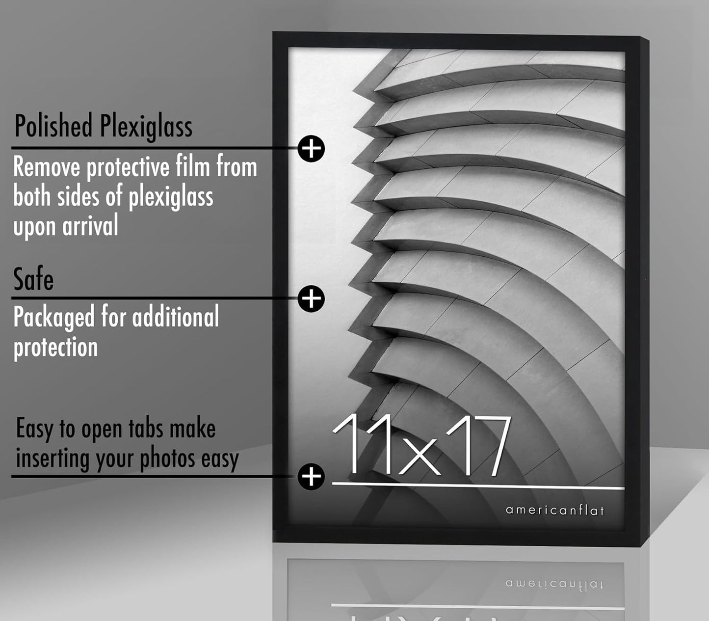 Americanflat 24x36 Poster Frame with Polished Plexiglass - Streamline Collection - Thin Border Picture Frame for Wall Display - Hanging Hardware Included - Black - Colors B