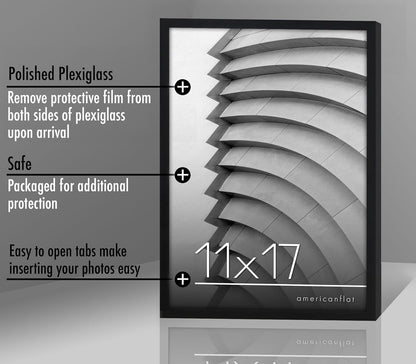 Americanflat 24x36 Poster Frame with Polished Plexiglass - Streamline Collection - Thin Border Picture Frame for Wall Display - Hanging Hardware Included - Black - Colors B