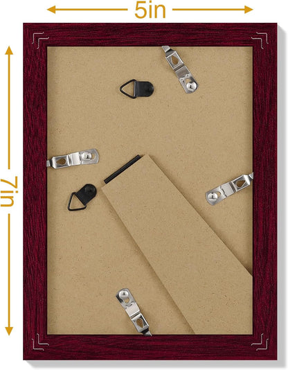 Vittanly 8x10 Picture Frames Set of 9, Shatter Resistant Plexiglass, Display 5x7 Pictures with Mat or 8x10 without Mat, Photo Frames for Wall or Tabletop, Engineered Wood, Black - Colors B