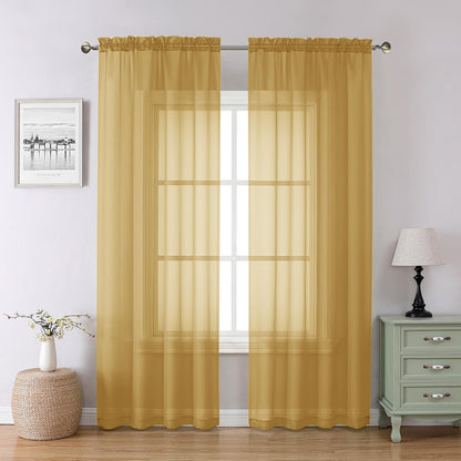Chyhomenyc Sheer White Valances for Windows 2 Pack, Small Window Curtains for Living Room Bathroom Cafe Laundry Basement, Modern Top Dual Rod Pocket Voile Curtain, 42W x 14L inches, White - Colors C