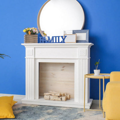 Wonderjune Wooden Home Wall Decor Sign Rustic Family Room Table Decoration Family Letter Signs for Pantry Kitchen Living Room Bedroom Shelf Mantel Fireplace Tables Centerpiece(White)