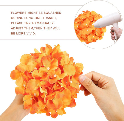 Auihiay 64 PCS Artificial Hydrangea Flowers, Silk Hydrangea Full Flowers Heads with Stems for Wedding Centerpieces, Home, Garden, Baby Shower, Party Decoration (Ivory)