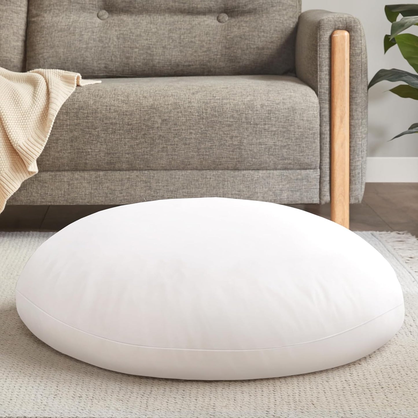 Codi Large Meditation Cushions – Round Floor Pillows for Adults with Removable Washable Cover, Soft and Supportive Floor Cushion for Yoga, Seating and Dog Bed, 32 inch - Grey