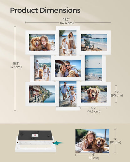 SONGMICS 4x6 Collage Picture Frames, 10-Pack Photo Collage Frame for Wall Decor, Glass Front, Assembly Required, Ink Black URPF20BK