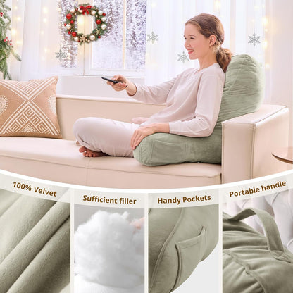 Sasttie Reading Pillows for Sitting in Bed Adult, Back Pillow Bed Sitting Up, Back-Rest Support Cushion for Sit Up on Couch, Sofa, and Floor, Dorm Essentials, Oeko-Tex Certified, Dark Grey