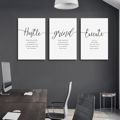 Inspirational Canvas Painting Wall Art -EPHANY ART,Mindset Quotes Prints, Success Framed Entrepreneur Poster Positive Quotes Wall Poster for Home Office Workplace (M-3pcs,12x16inchx3pcs)