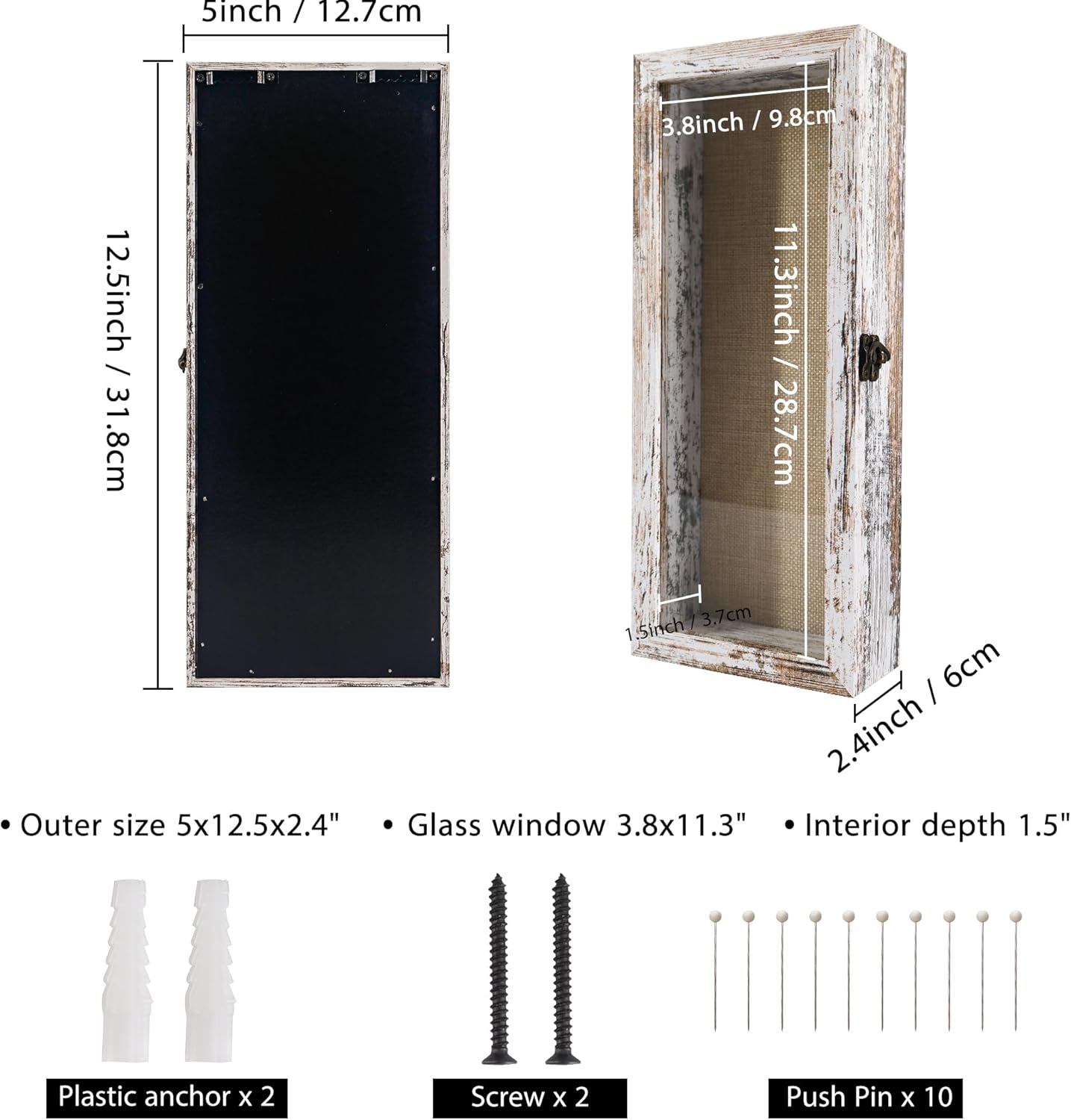 GraduatePro Shadow Box Frame 11x14 Display Case with Linen Back, Real Glass Window Door with Hinge, Picture Frame Wedding Bouquet Memorabilia Medals Photos Memory Box for Keepsakes, Carbonized Black
