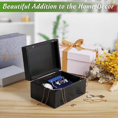 DRASTAR Wooden Keepsake Box, Large Acacia Storage Memory Box with a Hinged Lid for Crafts and Photo Storage