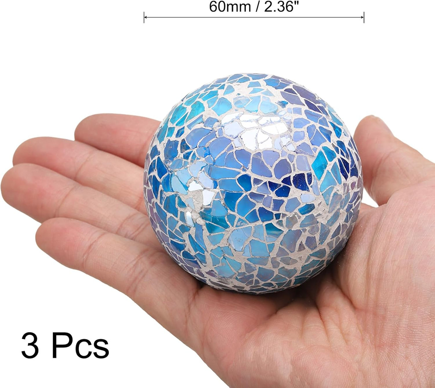 uxcell 3Pcs Decorative Glass Balls 2.36 Inch Orbs Centerpiece Balls Mosaic Glass Ball Sphere for Decor Bowls Vases Dining Table Party, Dark Blue