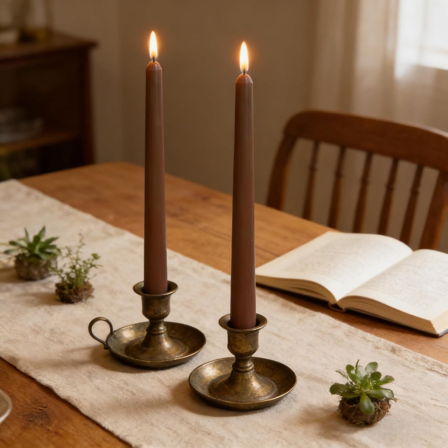 12-Pack Olive Green Taper Candles, 10 Inch Unscented Dripless Candlesticks, Long-Lasting Burn Time of 7-8 Hours, Perfect for Christmas Home Décor Spring and St. Patrick's Day