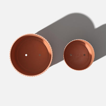 Veradek Demi Series Round Planter w/ Stand for Porch/Patio | Durable Plastic-Concrete & Wooden Stand | Modern Décor for Tall Plants, Flowers