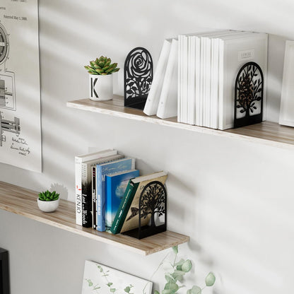 MaxGear Decorative Book Ends, Heavy Duty Bookends for Shelves, Metal Bookend for Heavy Book Supports, Office Bookends Shelf Holder Black 3pair, Non-Skid Book Stoppers 6.89x4.89x3.54 inch