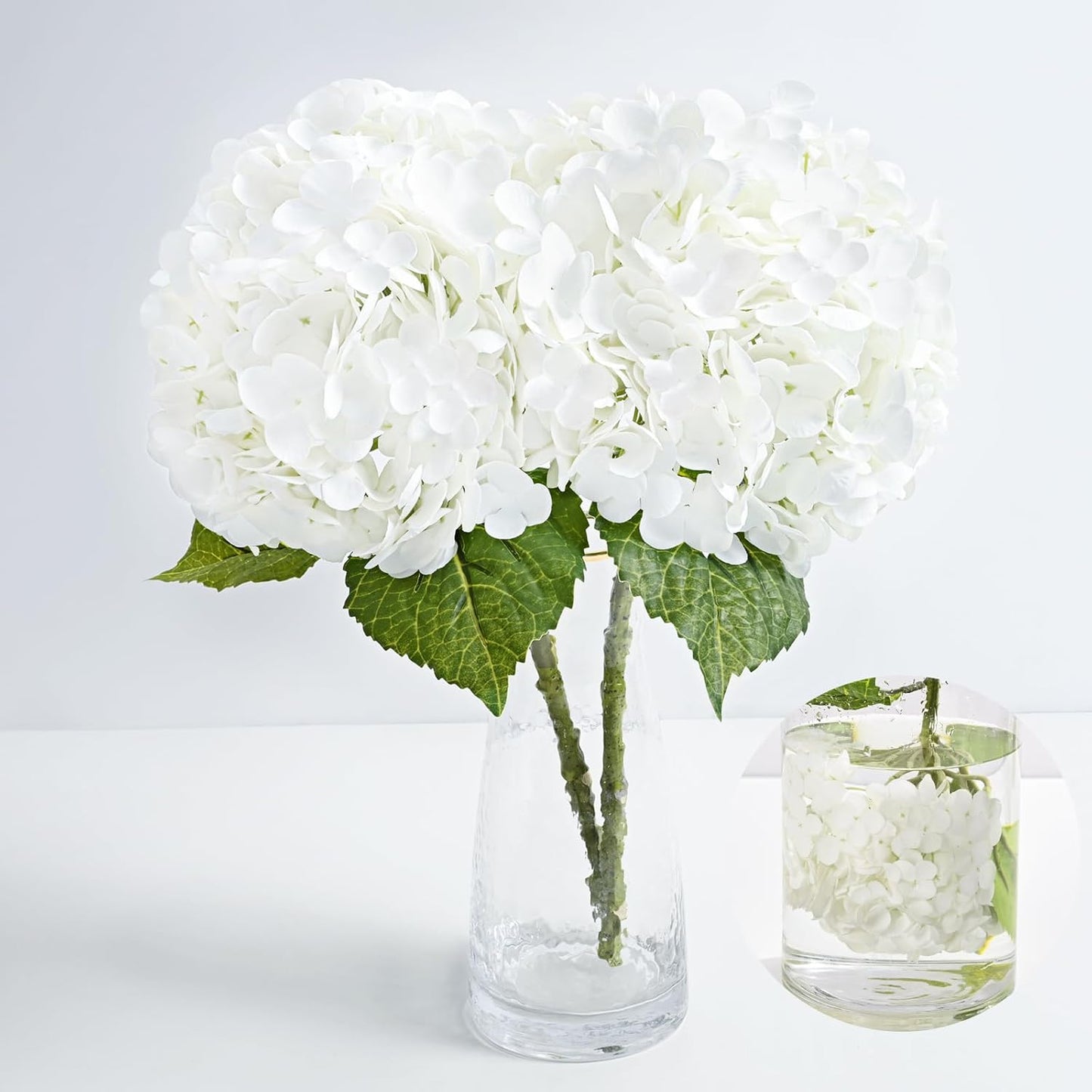 MARTINE MALL 3Pcs 21in Hydrangea Artificial Flowers, Latex Real Touch Hydrangeas Lifelike Large Hydrangea Flowers for Home Decor Party Arrangements Wedding Bouquets Centerpieces (Blue)