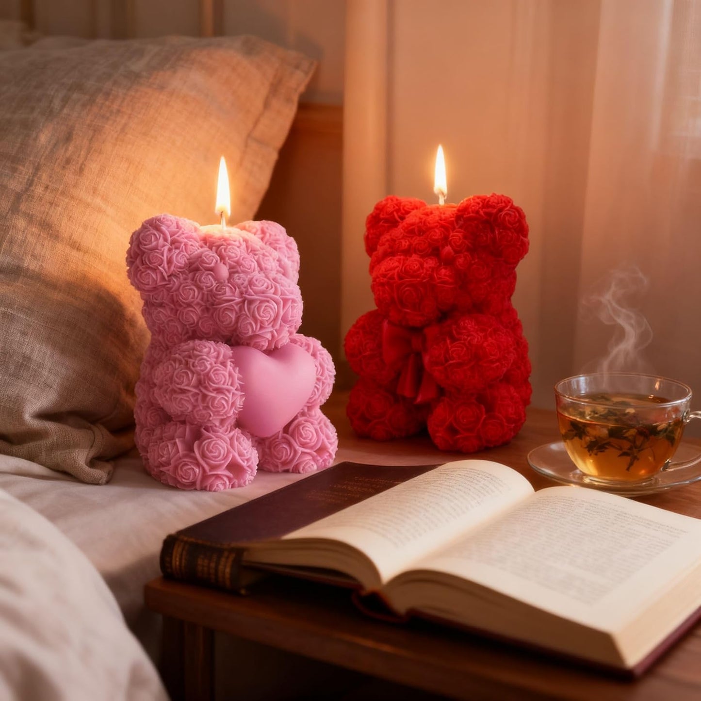 2PCS Hourglass Pillar Candles Set,Soy Wax Orchids Scented Pillar Candles,Cylindrical Tall Pillar Candle,Elegant Bubble Aesthetic Candle Housewarming Gift Home Room Shelf Decor Idea(White)
