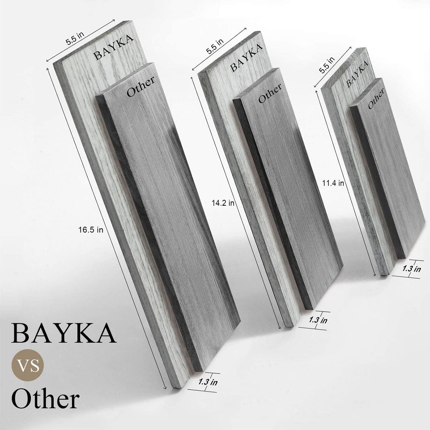 BAYKA Wall Mounted Floating Shelves, Wood Floating Wall Shelf for Books & Decor, Small Space-Saving Display & Organizer（Black，Set of 3）