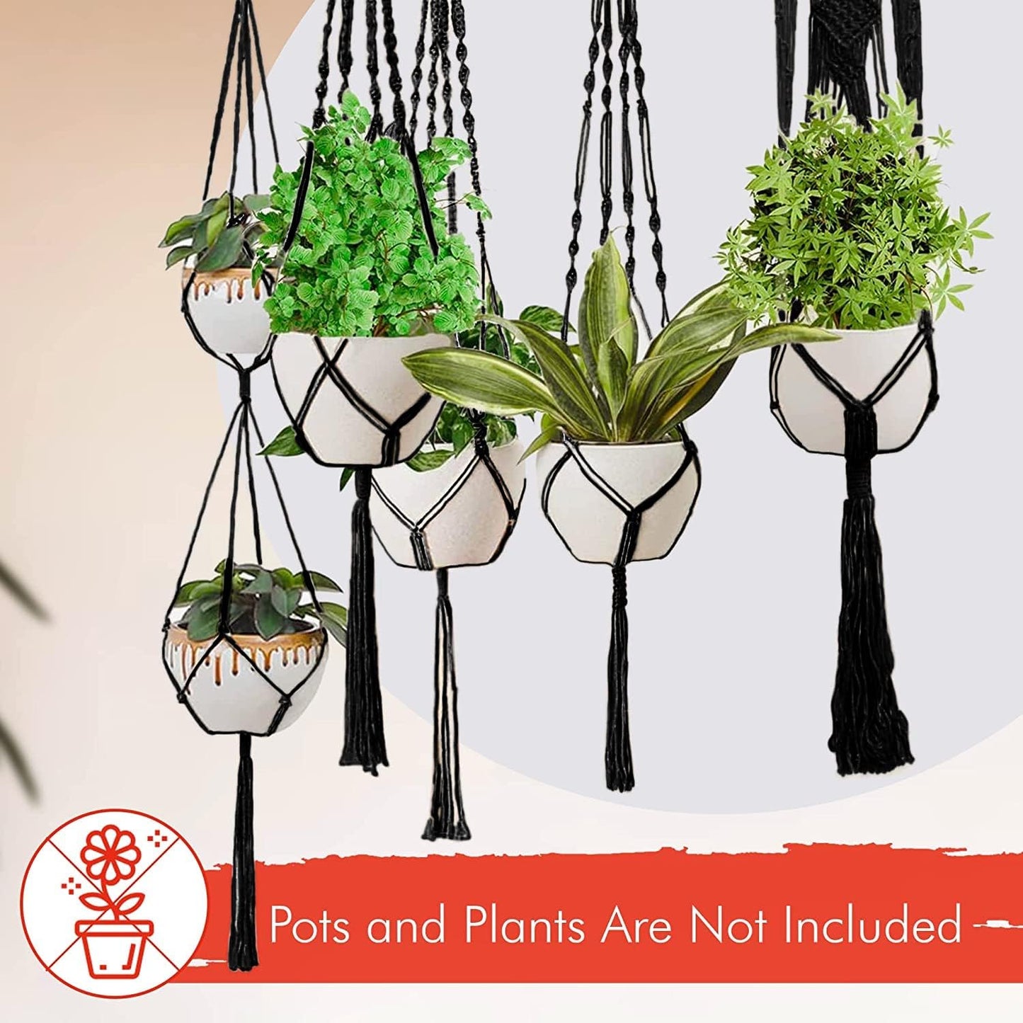 feedee Macrame Plant Hangers Indoor Macrame Hanging Planters for Indoor Plants, 6 Pack Hanging Plant Holders Indoor Hanging, Macromay Plant Hangers for Indoor Plant Hanger, Outdoor Flower Pots Holder