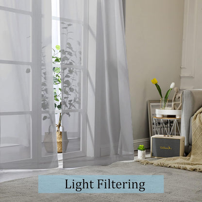 OWENIE Sheer Curtains 84 inches Long 2 Panels Set for Living Room/Bedroom, Rod Pocket Voile Sheer Panel Drapes, White, 2pcs, Each 42" W x 84" L - Colors A