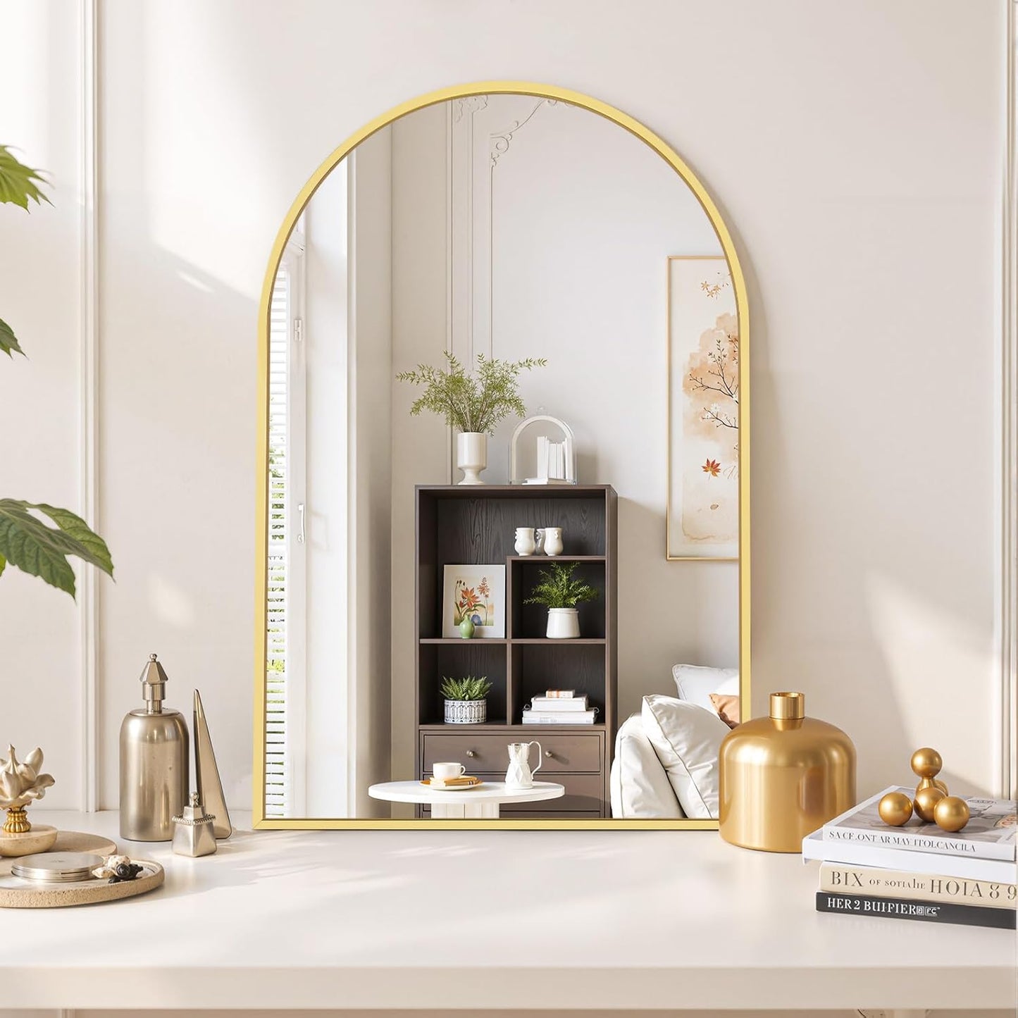 Round Wall Mirror 30 Inch Gold Vanity Mirror with Metal Frame, Modern Circle for Bathroom, Entryway, Bedroom, Living Room, Wall Mounted Decorative Mirrors