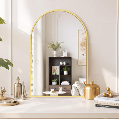 Round Wall Mirror 30 Inch Gold Vanity Mirror with Metal Frame, Modern Circle for Bathroom, Entryway, Bedroom, Living Room, Wall Mounted Decorative Mirrors