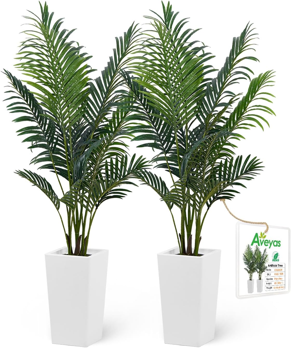Aveyas 7ft Artificial Olive Tree for Home Decor, 7 Feet Large Faux Plant Fake Skinny Silk Trees with Pot for Indoor Outdoor House Living Room Office (7 ft Tall Including Raised Pot)