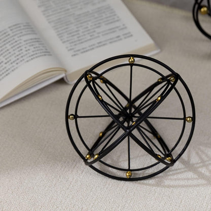 5.5" Gold Metal Geometric Sculpture, Modern Square Decorative Sphere, Small Tabletop Decoration Ball for Home Office Table Shelf Living Room Bedroom Desk Decor