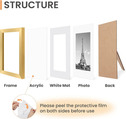 upsimples 5x7 Picture Frame Set of 10, Display Pictures 4x6 with Mat or 5x7 Without, Multi Photo Frames Collage for Wall or Tabletop Display, Black
