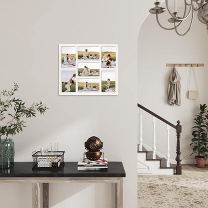 YESKAY 4x6 Picture Frame Collage for Wall Decor, Multiple Photo Collage Frames with Tempered Glass, 7-Opening for 4 x 6 Picture Frames, Rustic Brown, 1 Pack