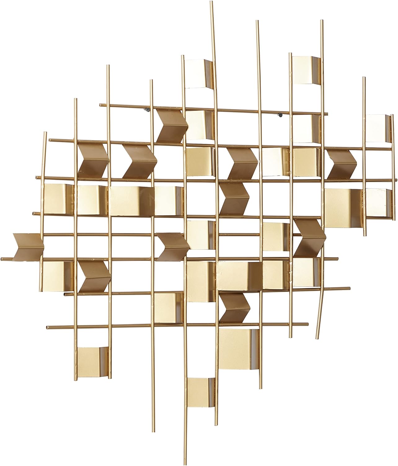 CosmoLiving by Cosmopolitan Metal Geometric Home Wall Decor 3D Stripe Wall Sculpture, Wall Art 36" x 1" x 23", Gold