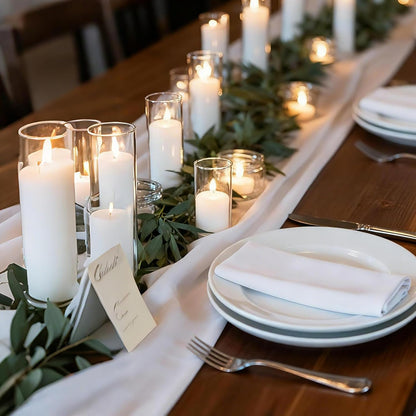 UDU 24 PCS White Pillar Candles with Glass Cylinder Vases Hurricane Glass Candle Holders for Pillar Candles Cylinder Vases for Centerpieces Wedding Table Party Home Decor