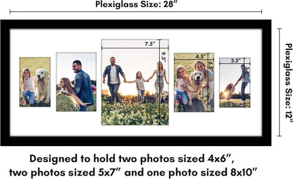 Americanflat 4x6 Collage Picture Frame with Polished Plexiglass - Multi Picture Frames Fit Sixteen 4x6 Photos or Use as One 18x26 Poster Frame for Wall Display - Signature Collection - Black