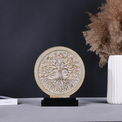 DOVDOV Abstract Circular Tree of Life Decorative Sculpture, Black and Gold Home Decor, Modern Art Home Accent Suitable for Office Shelves, Coffee Tables, and Above Cabinet Decorative Statue.