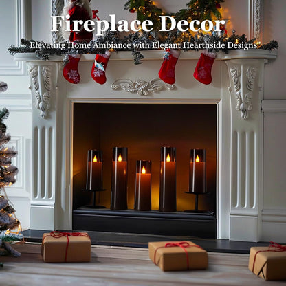 Amagic Pure White Flameless Candles, Battery Operated Candles, Acrylic Flickering LED Pillar Candles with Remote Control and Timer, 3D Wick, Yellow and Blue Glow, D2.2 xH5 5" 6" 7" 8", Set of 5