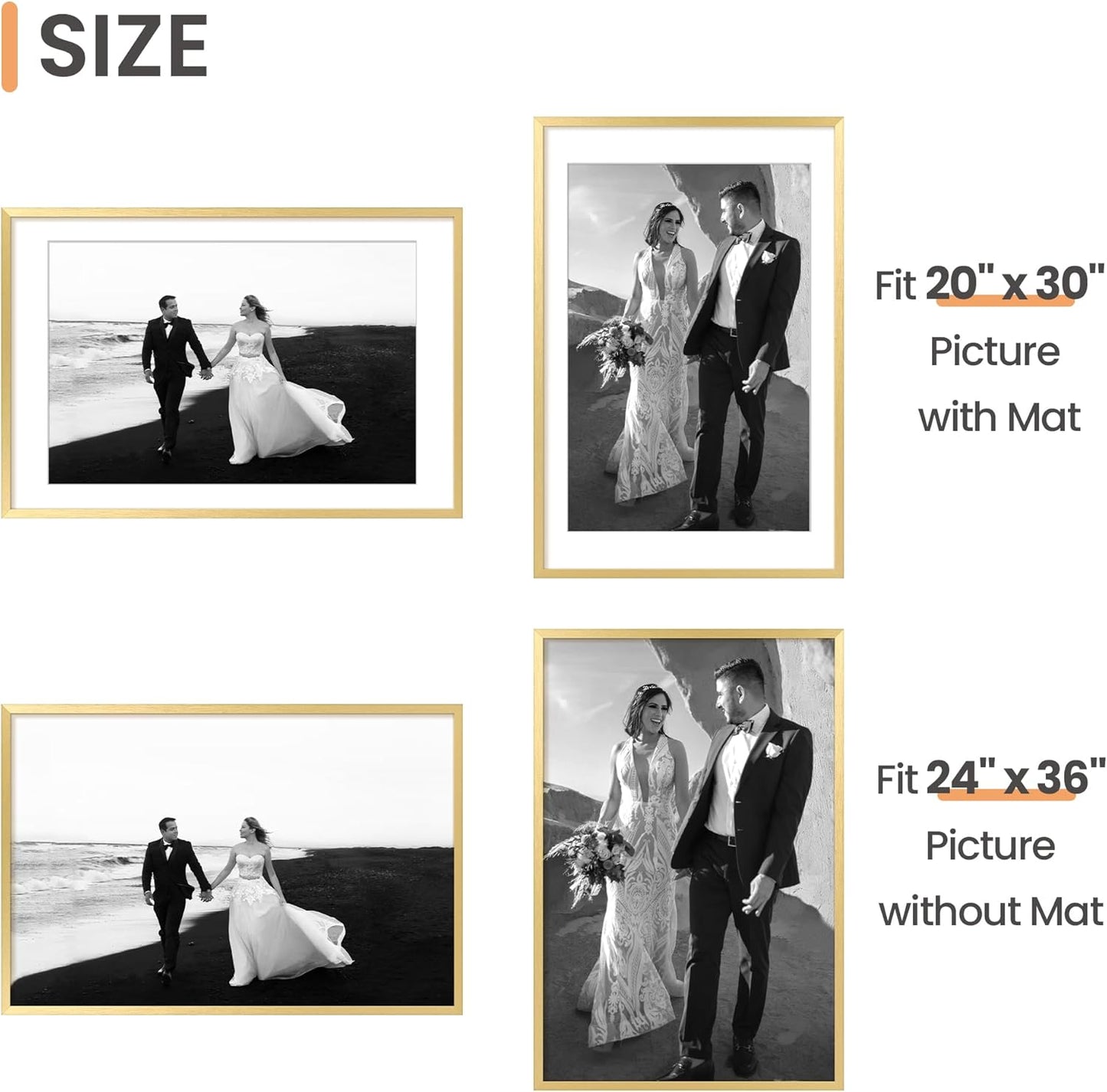 upsimples 8x10 Picture Frame, Display Pictures 5x7 with Mat or 8x10 Without Mat, Wall Hanging Photo Frame, Black, 1 Pack - Colors A