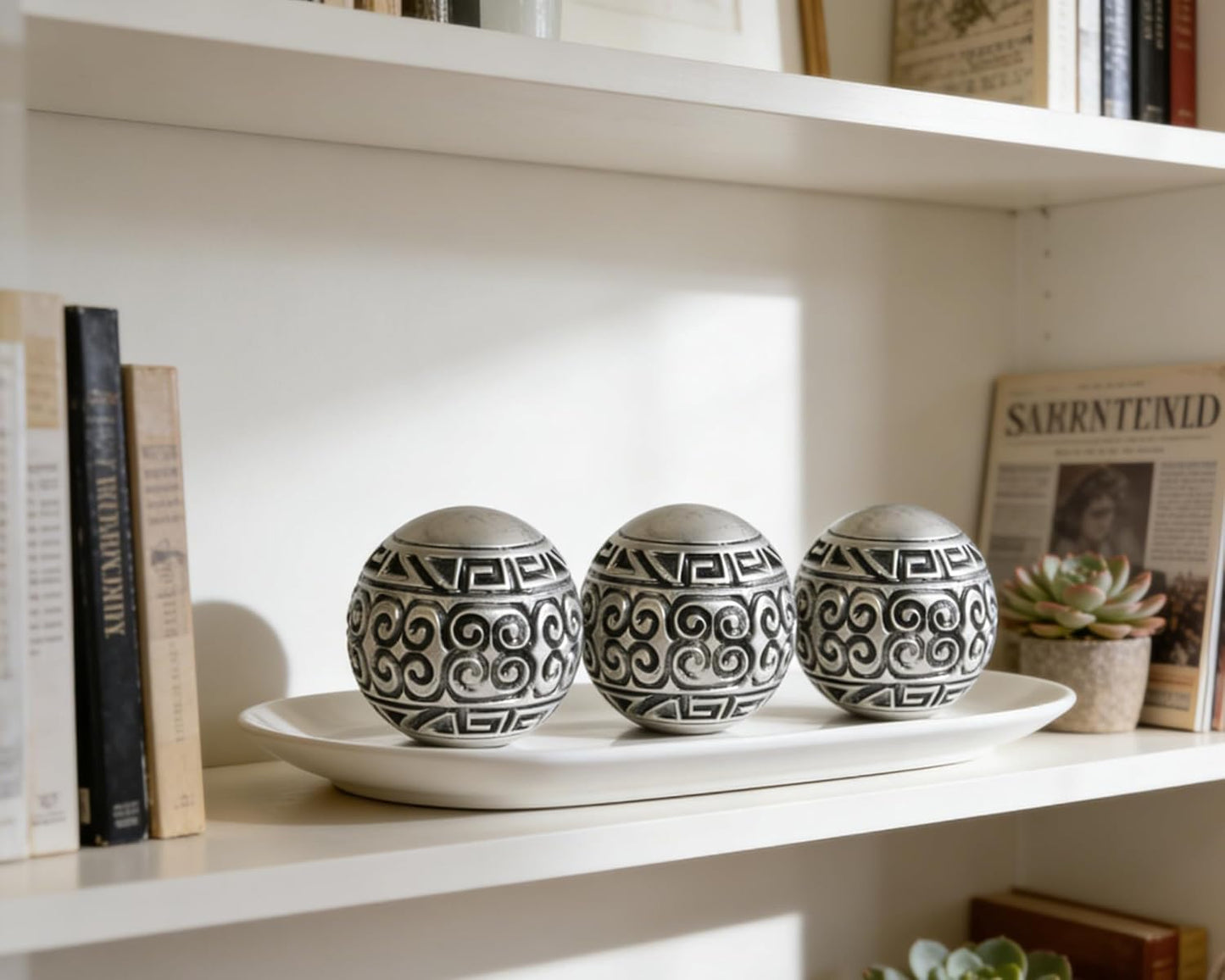 3 Pack Gold Decorative Ball for Centerpiece Bowls, 3 inch Orbs Spheres for Home Living Room Coffee Table Centerpieces Shelf Decoration