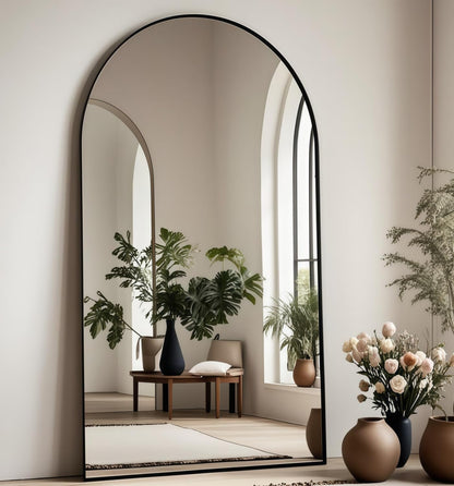 Prywot Arched Full Length Mirror, 70"x26" Free Standing Floor Mirror, Modern Full Body Mirrors with Stand, Wall Mirrors with Aluminum Alloy Frame for Bedroom,Living Room, Gold