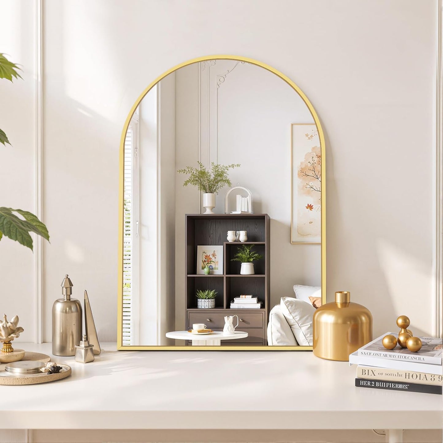 Round Wall Mirror 30 Inch Gold Vanity Mirror with Metal Frame, Modern Circle for Bathroom, Entryway, Bedroom, Living Room, Wall Mounted Decorative Mirrors