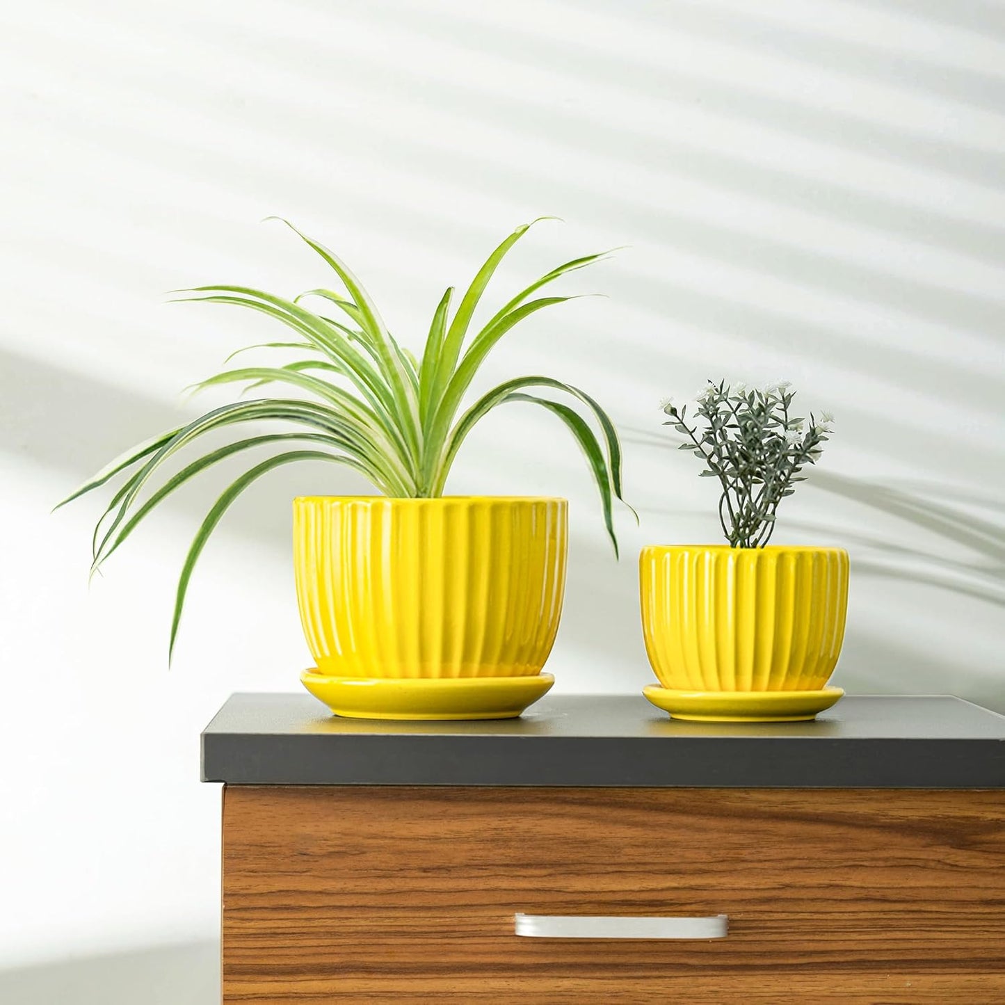Ton Sin Pink Gold Ceramic Flower Pots, 4"+5"+6" Inch Small Glazed Succulent Planters with Drainage Hole,Modern Indoor Decorative Plant Pots Set of 3,Garden Pots with Saucer