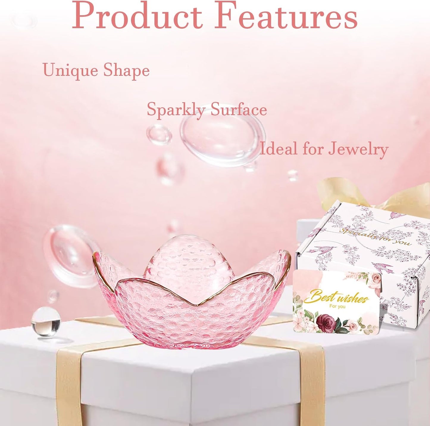 Purple Flower Jewelry Dish Glass Ring Holder Dish Jewelry Tray Cute Vanity Organizer Aesthetic Nightstand Bathroom Room Decor Trinket Dish Mothers Day Friendship Christmas Birthday Gifts for Women