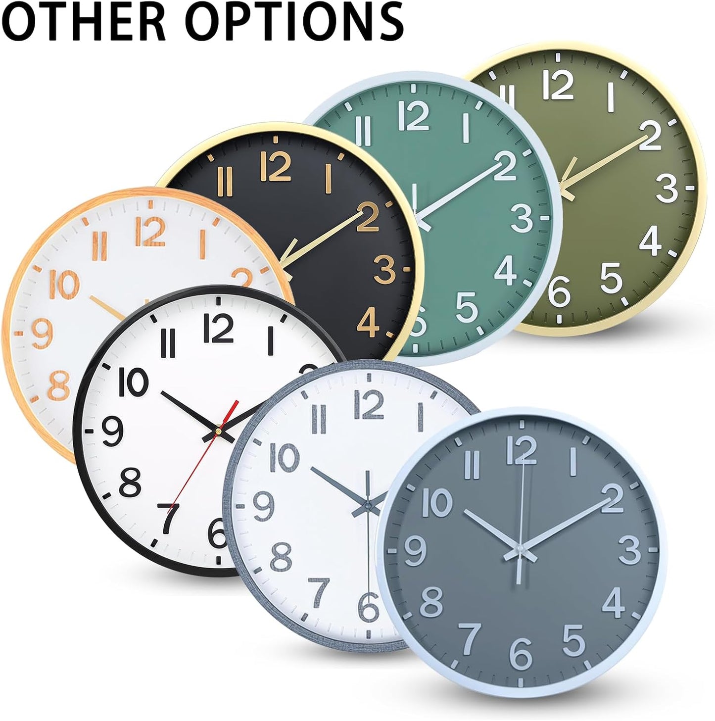 Wall Clocks Battery Operated 8 inch Modern Wall Clock,Silent Non Ticking Wall Clock for Living Room Bedroom Kitchen Office Classroom Decor (Green White)